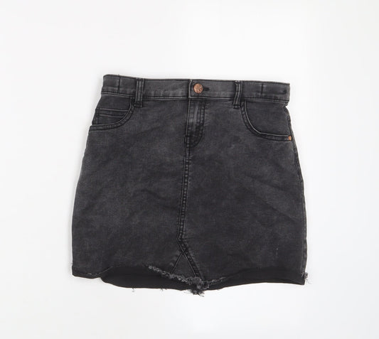 Nutmeg Girls Grey Cotton A-Line Skirt Size 10-11 Years Regular Zip