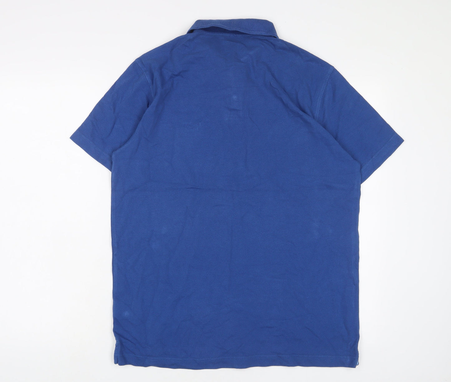 Cotton Traders Mens Blue Cotton Polo Size M Collared Button - Logo, Embroidered