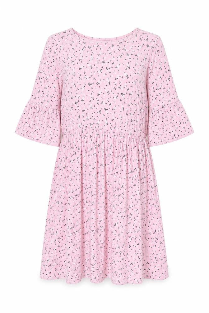 Boohoo Womens Pink Floral Viscose A-Line Size 8 Crew Neck Pullover