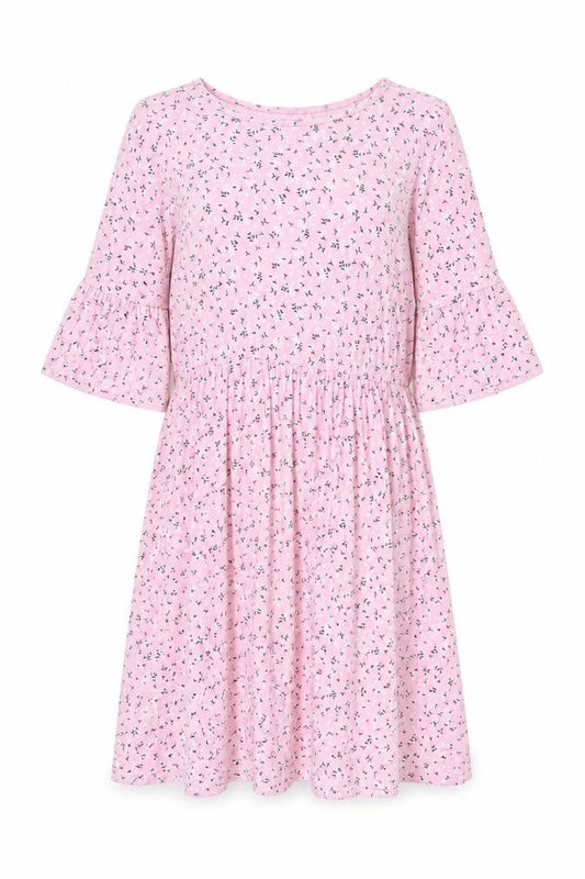 Boohoo Womens Pink Floral Viscose A-Line Size 8 Crew Neck Pullover