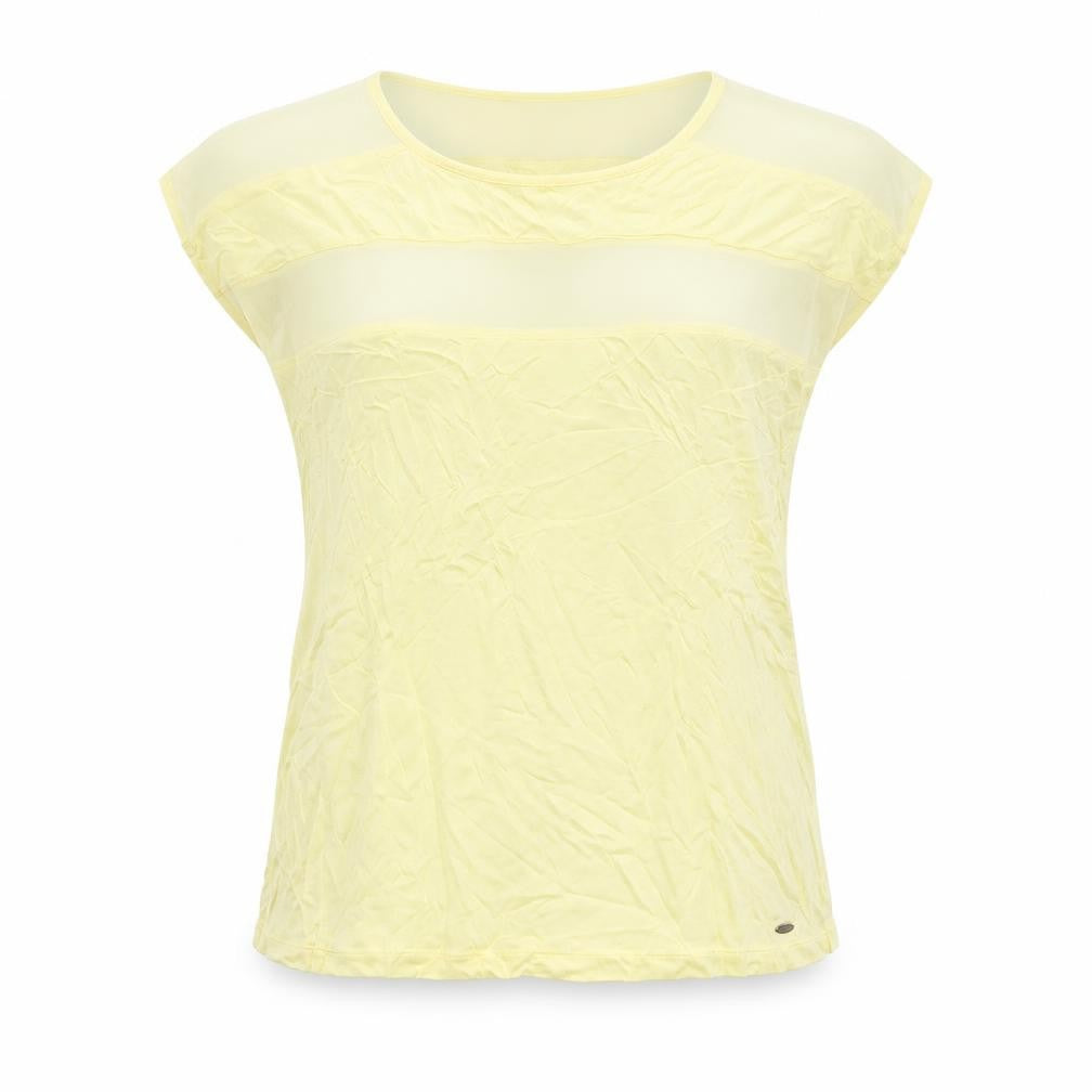 Betty & Co Womens Yellow Viscose Basic T-Shirt Size M Crew Neck