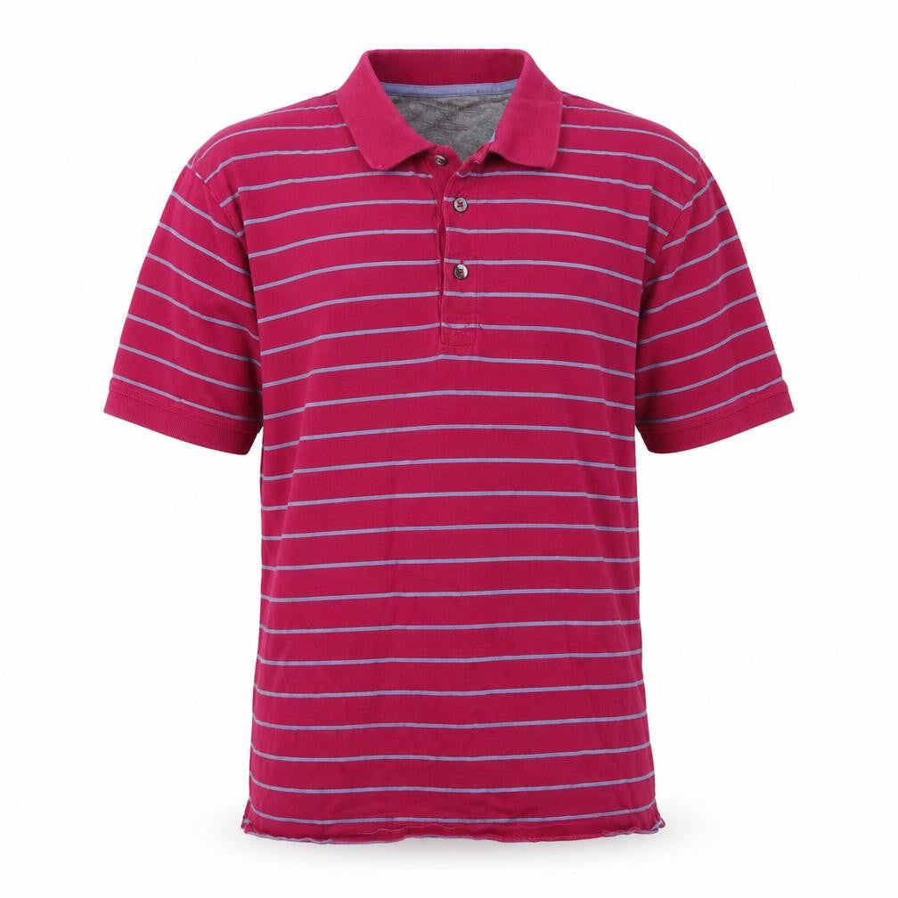 Marks & Spencer Mens Pink Striped Cotton Polo Size M Collared Button