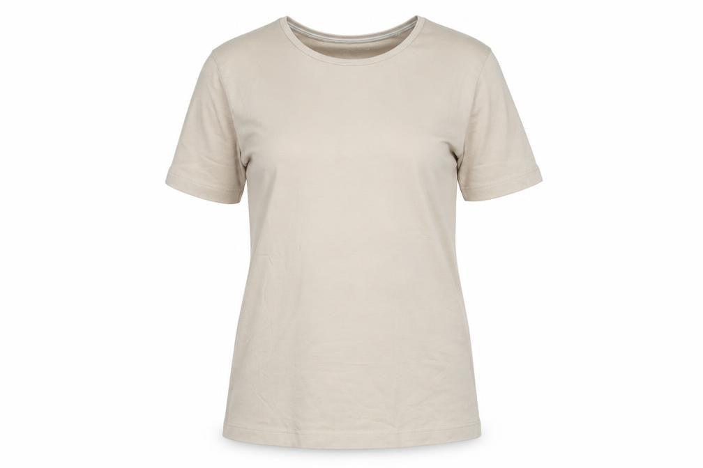 Bonmarché Womens Beige Cotton Basic T-Shirt Size XS Crew Neck