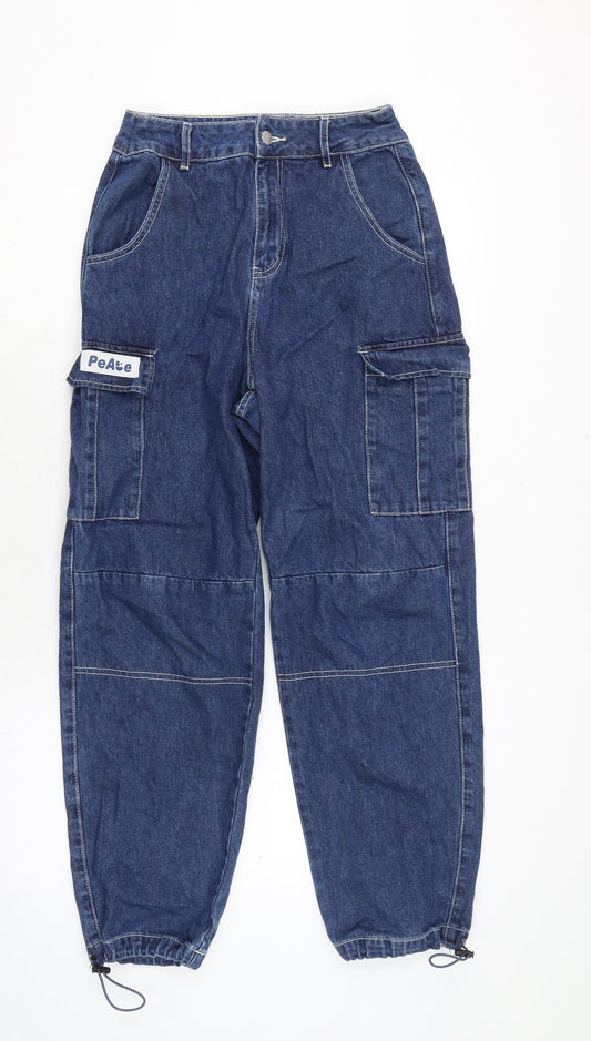 PEACEBIRD Mens Blue Cotton Tapered Jeans Size 26 in L26 in Regular Zip
