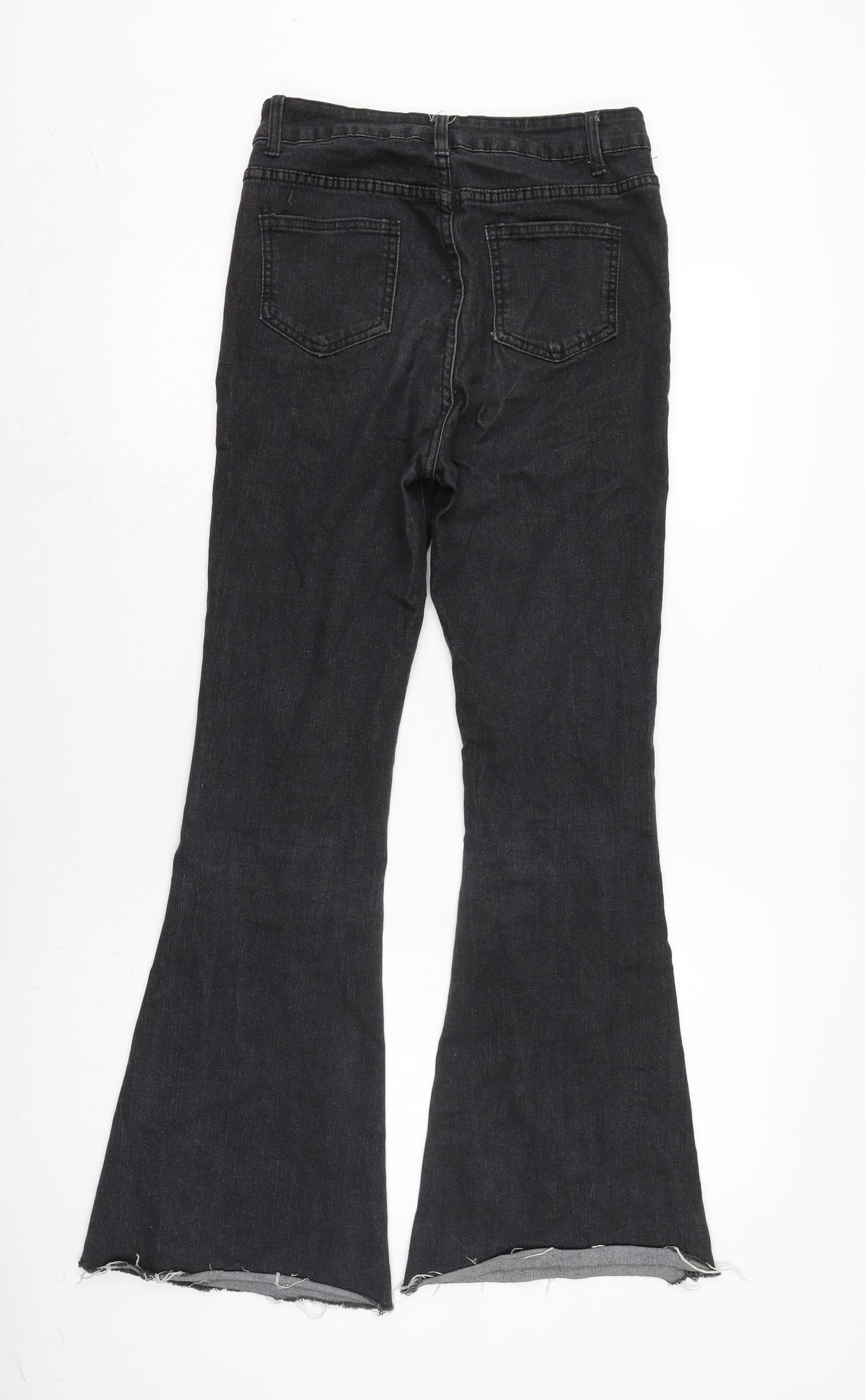 JEANS Womens Blue Cotton Blend Flared Jeans Size 26 in L29 in Regular Zip - Raw Hem