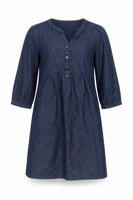 F&F Womens Blue Cotton A-Line Size 12 Crew Neck Button
