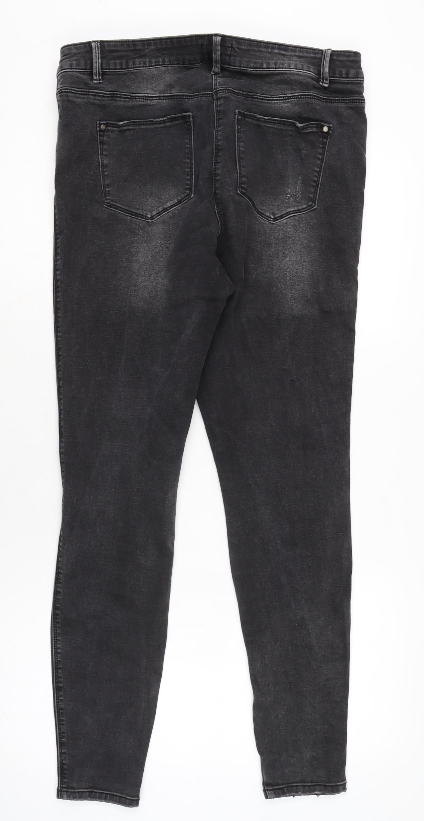 Denim Womens Grey Cotton Blend Tapered Jeans Size 18 L29.5 in Regular Zip