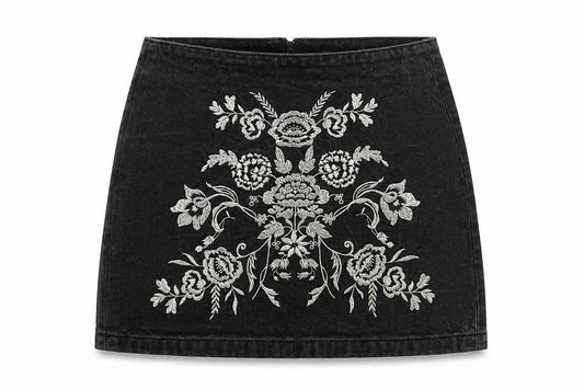 Topshop Womens Grey Cotton A-Line Skirt Size 6 Zip