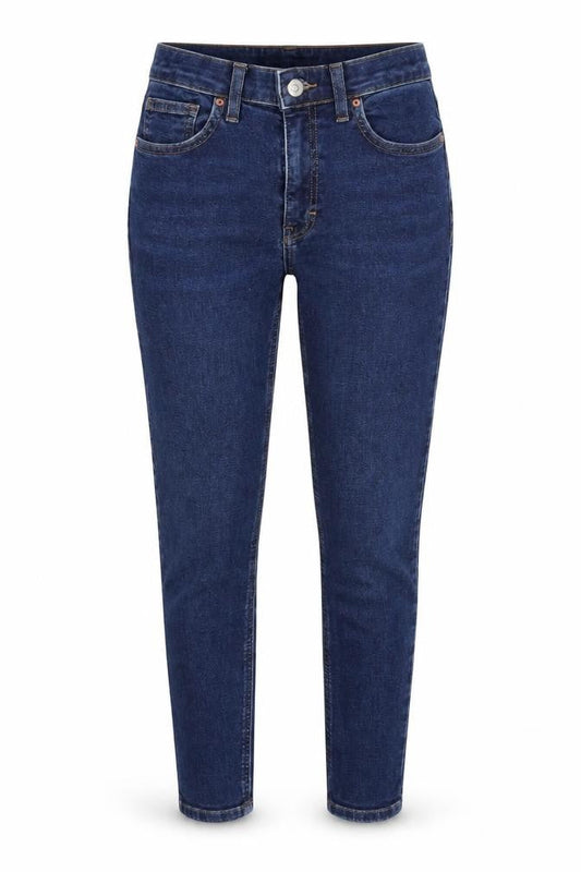 Topshop Womens Blue Cotton Blend Tapered Jeans Size 26 in L24.5 in Regular Zip