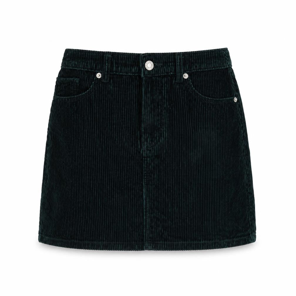 F&F Womens Green Cotton A-Line Skirt Size 6 Zip