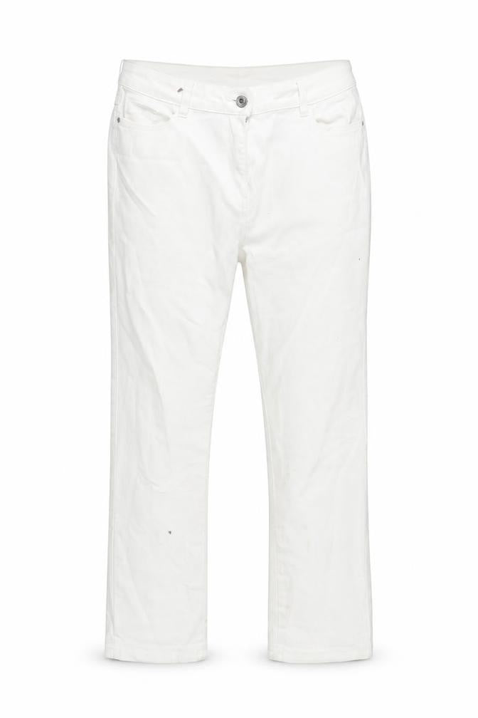 M&Co Womens White Cotton Blend Straight Jeans Size 12 L27.5 in Regular Zip
