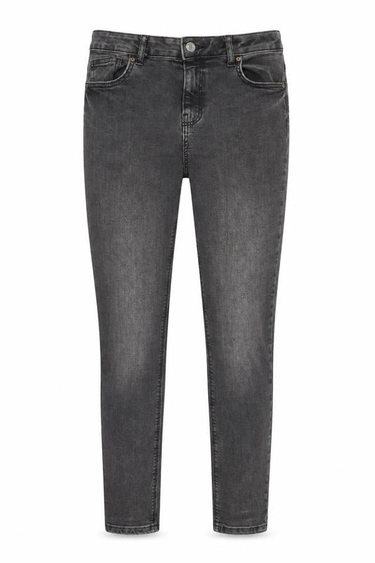 Denim & Co. Womens Grey Cotton Blend Tapered Jeans Size 12 L30 in Regular Zip