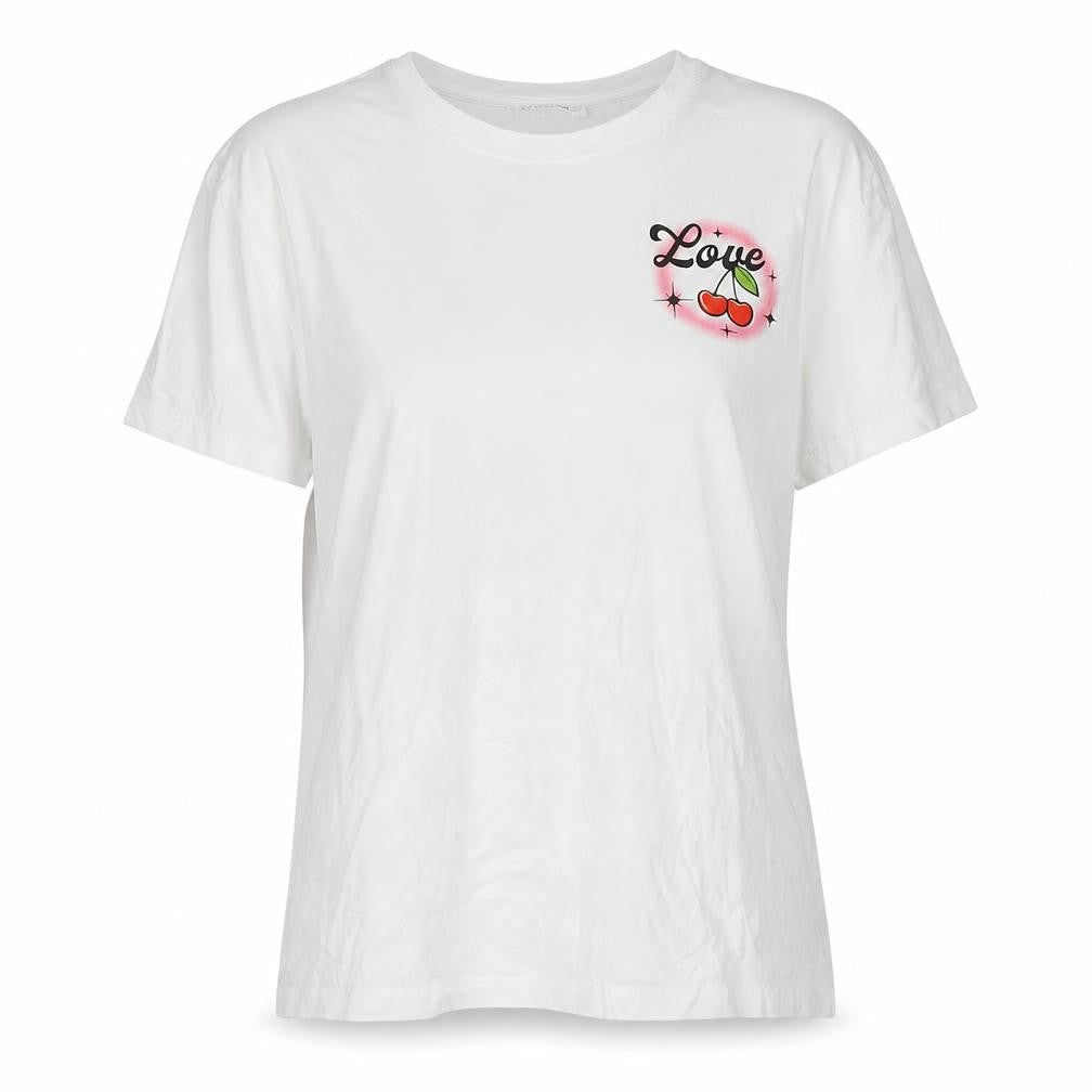 Messy Bun Womens White Cotton Basic T-Shirt Size M Crew Neck