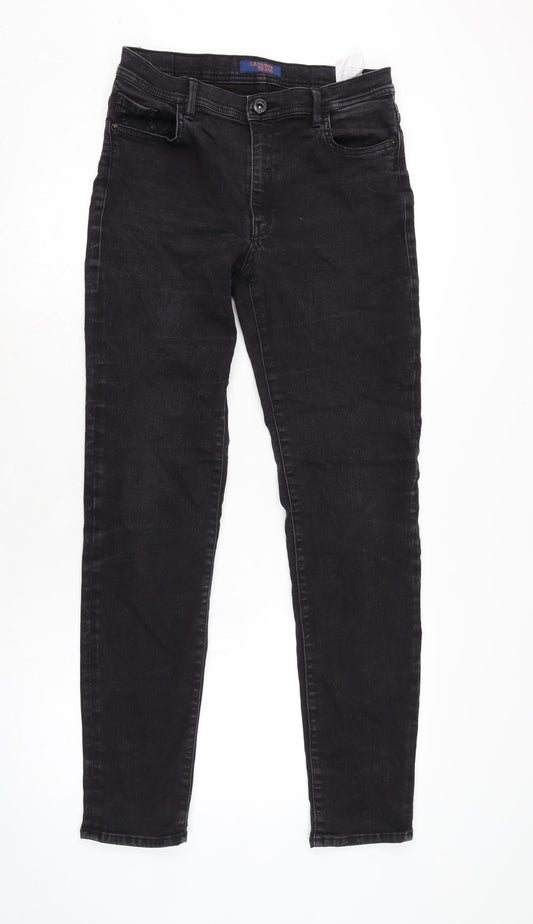 Trussardi Jeans Womens Grey Cotton Blend Straight Jeans Size 28 in L30.5 in Regular Zip - Beaded detail to back pockets.