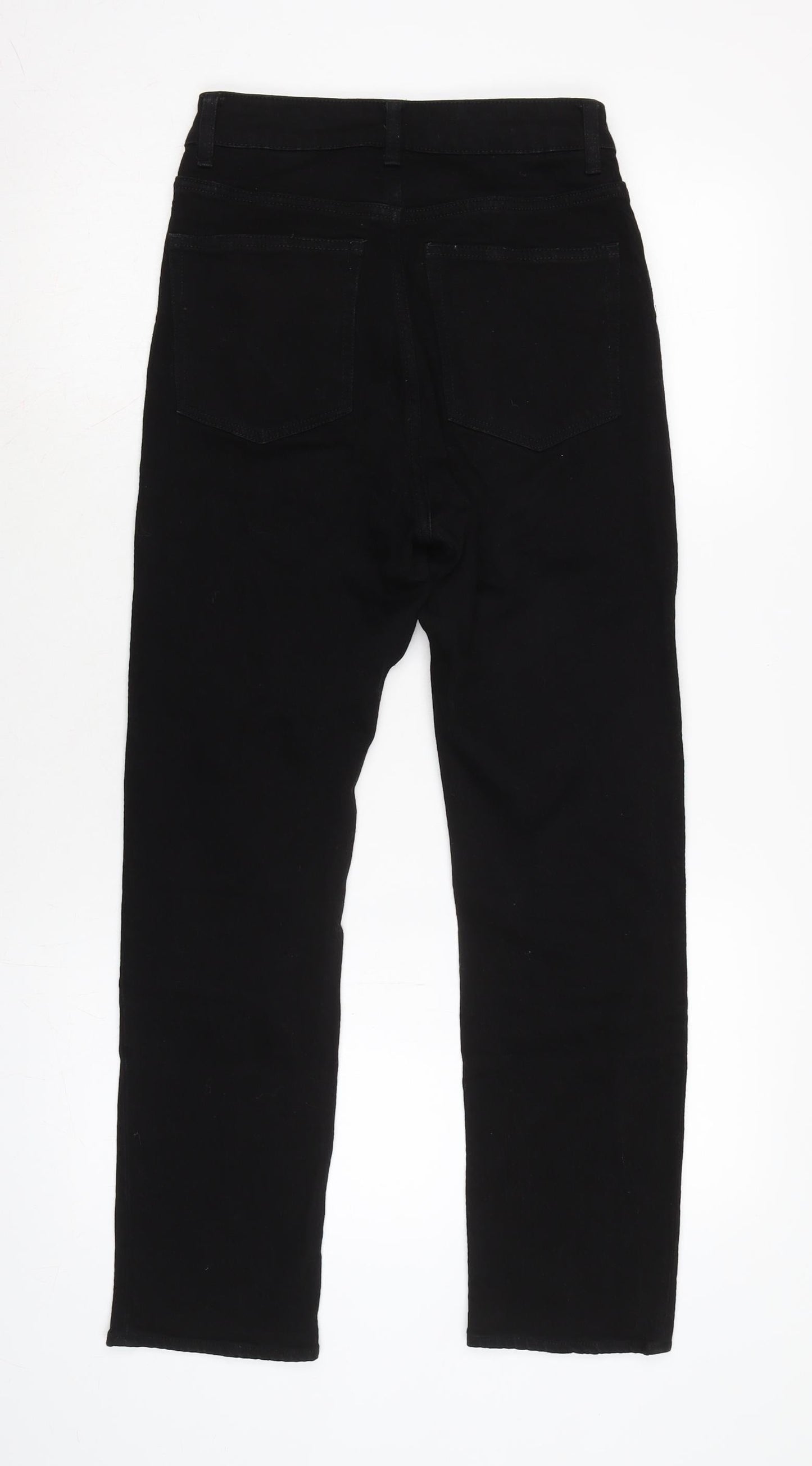 H&M Womens Black Cotton Blend Straight Jeans Size 8 L26 in Regular Zip