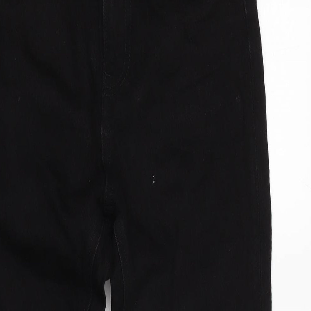 H&M Womens Black Cotton Blend Straight Jeans Size 8 L26 in Regular Zip