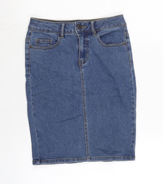 Vera Moda Womens Blue Cotton Bandage Skirt Size XS Zip