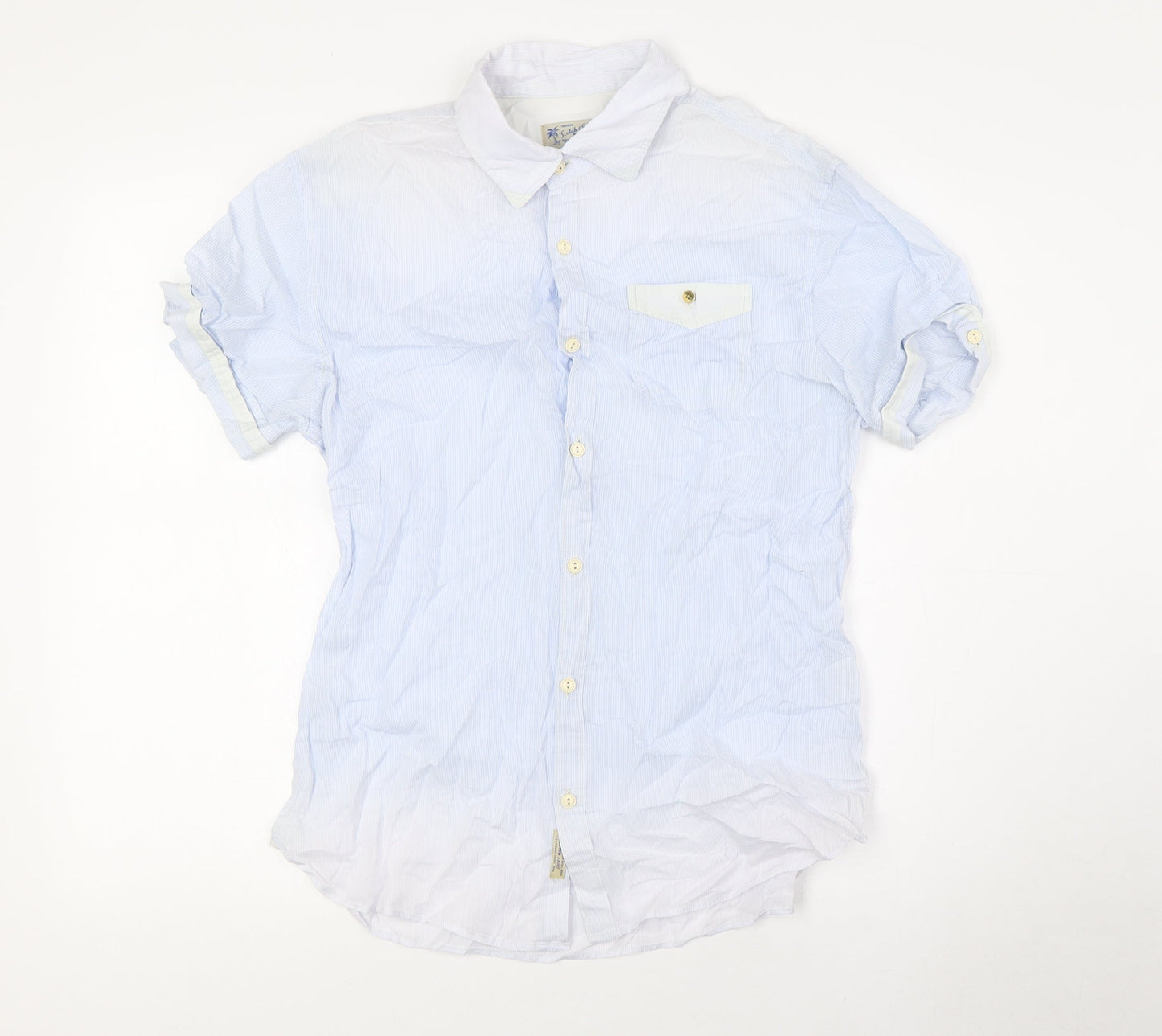 Scotch & Soda Mens Blue Striped Cotton Button-Up Size M Collared Button