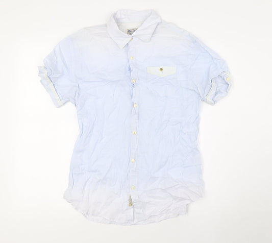 Scotch & Soda Mens Blue Striped Cotton Button-Up Size M Collared Button
