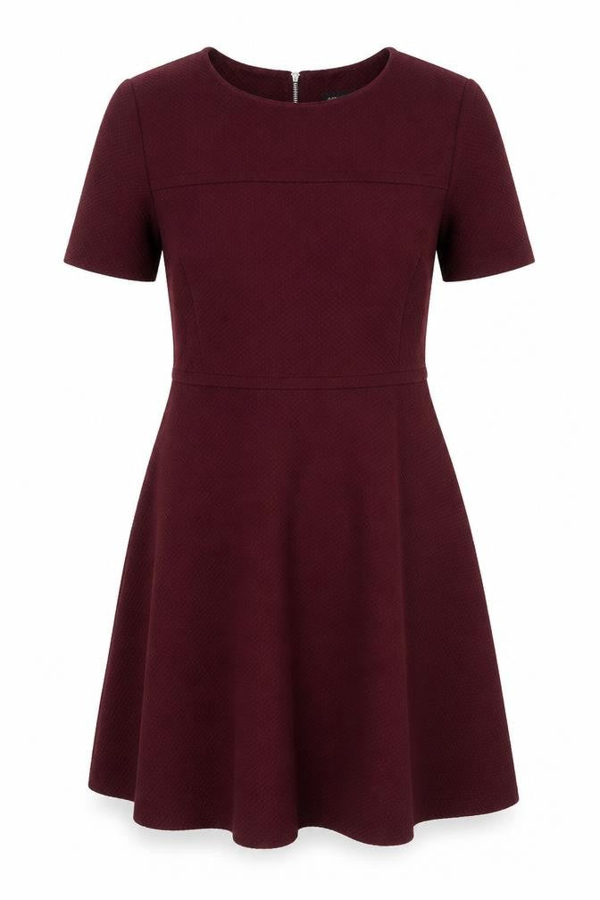 Debenhams Womens Red Polyester A-Line Size 12 Round Neck Zip