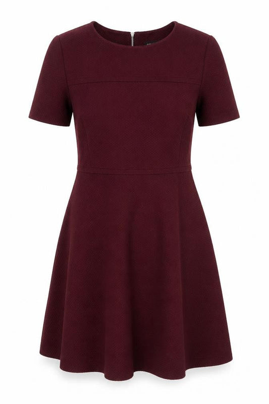 Debenhams Womens Red Polyester A-Line Size 12 Round Neck Zip
