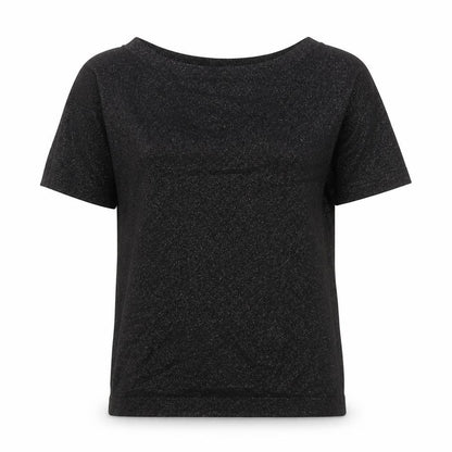 Warehouse Womens Black Viscose Basic T-Shirt Size 10 Crew Neck - Silver Fleck