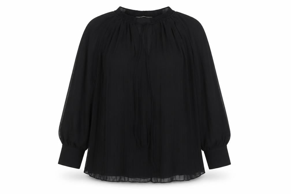 H&M Womens Black Polyester Basic Blouse Size XL Mock Neck - Pleated