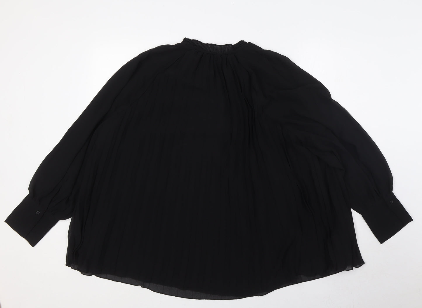 H&M Womens Black Polyester Basic Blouse Size XL Mock Neck - Pleated
