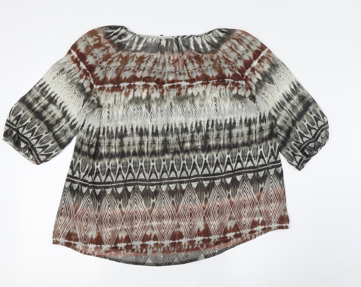 Monsoon Womens Multicoloured Polyester Basic Blouse Size M Round Neck - Sheer
