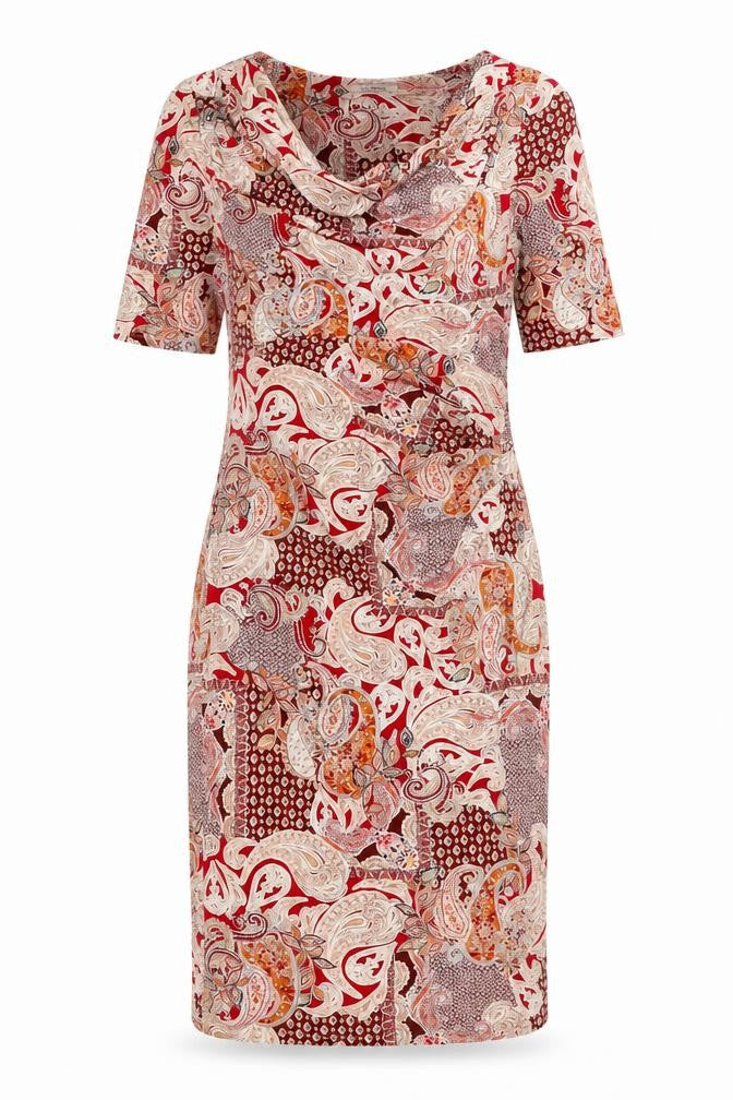 Marks & Spencer Womens Multicoloured Paisley Viscose A-Line Size 14 Cowl Neck