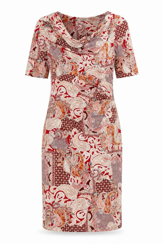 Marks & Spencer Womens Multicoloured Paisley Viscose A-Line Size 14 Cowl Neck