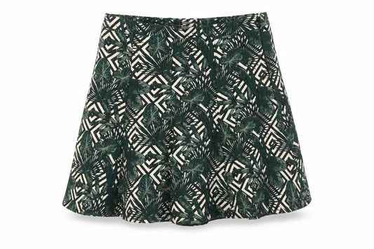 Oasis Womens Green Polyester A-Line Skirt Size 8 Zip - Leaf Print