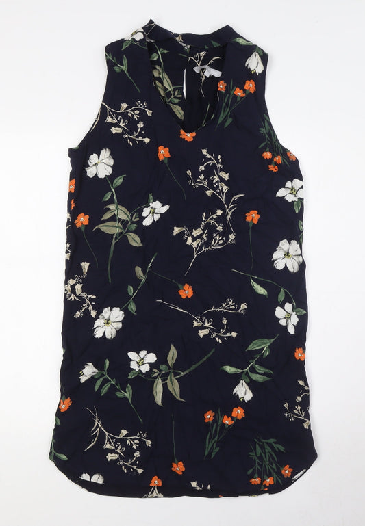 Red Herring Womens Multicoloured Floral Viscose Shirt Dress Size 10 V-Neck Button