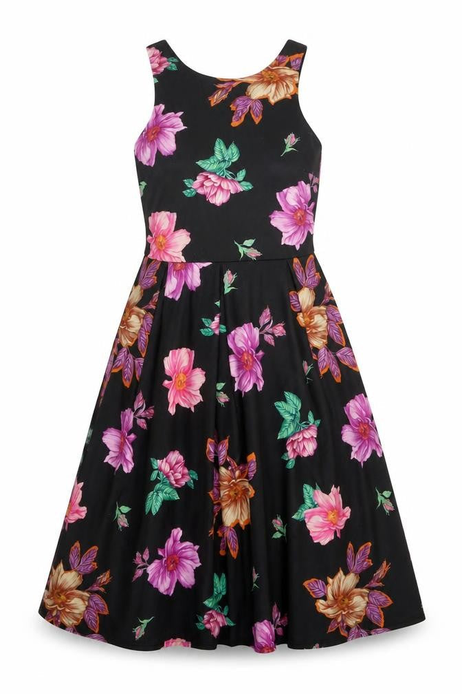 New Look Womens Multicoloured Floral Polyester A-Line Size 14 Round Neck Zip