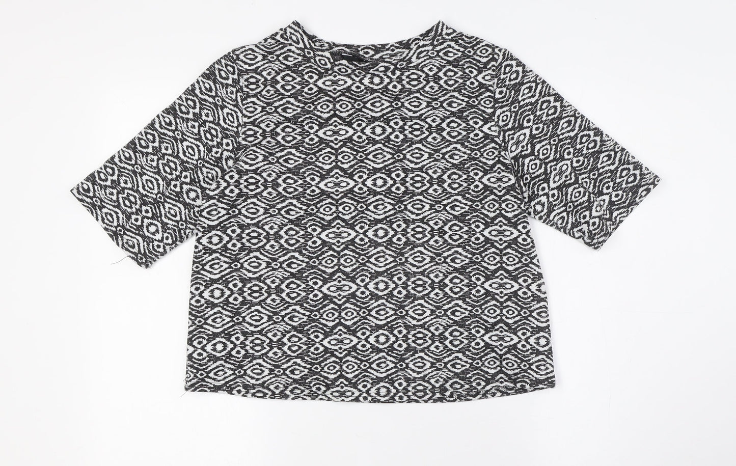 New Look Womens Black Polyester Basic Button-Up Size 10 Crew Neck