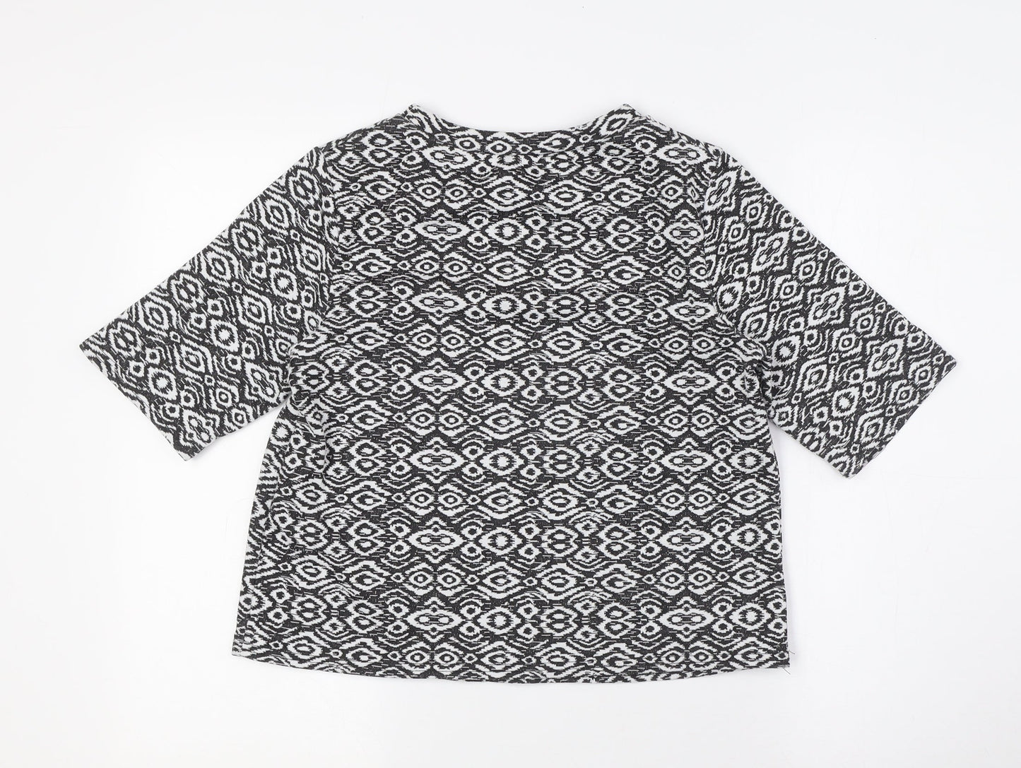 New Look Womens Black Polyester Basic Button-Up Size 10 Crew Neck