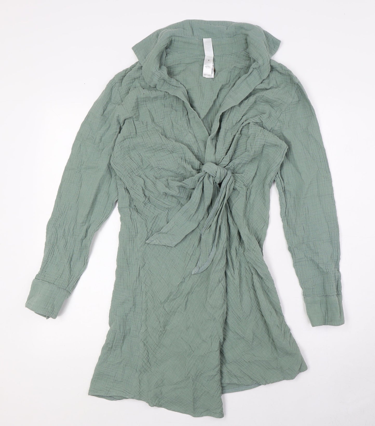 Heaven Womens Green Cotton Wrap Dress Size S V-Neck Tie - Beach Wear