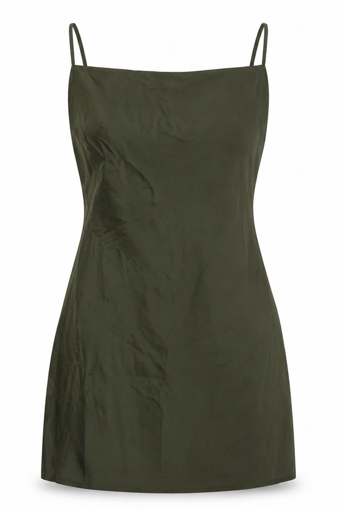 Stradivarius Womens Green Polyester A-Line Size M Square Neck
