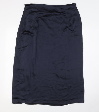 QED London Womens Blue Polyester A-Line Skirt Size 14 Zip