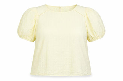 Dorothy Perkins Womens Yellow Cotton Basic Blouse Size 18 Boat Neck