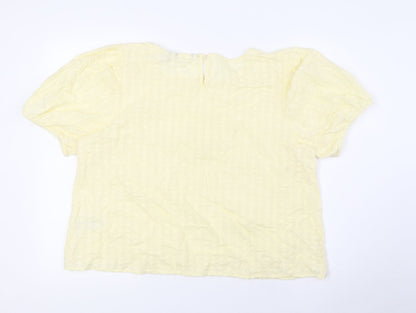 Dorothy Perkins Womens Yellow Cotton Basic Blouse Size 18 Boat Neck