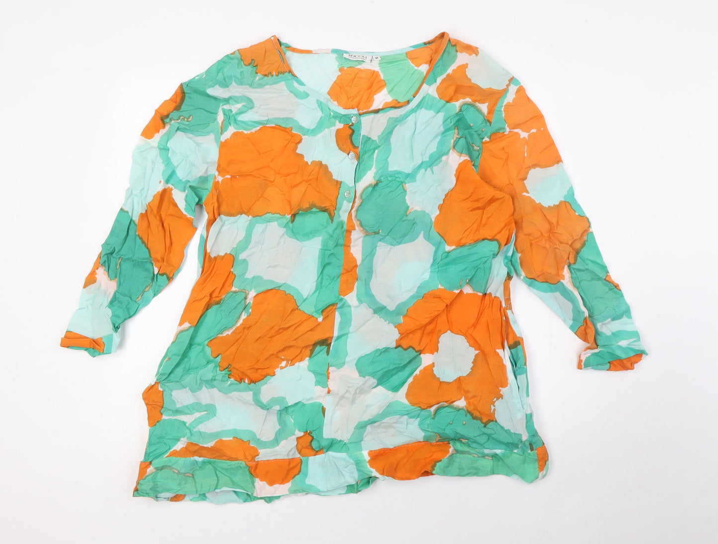 Masai Womens Multicoloured Polyester Basic Blouse Size M Boat Neck