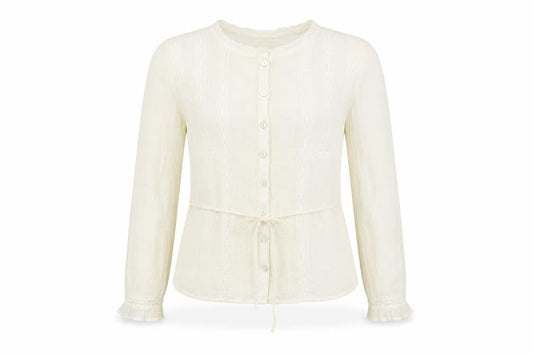 Urban Outfitters Womens Ivory Polyester Basic Blouse Size XS Round Neck - Belted