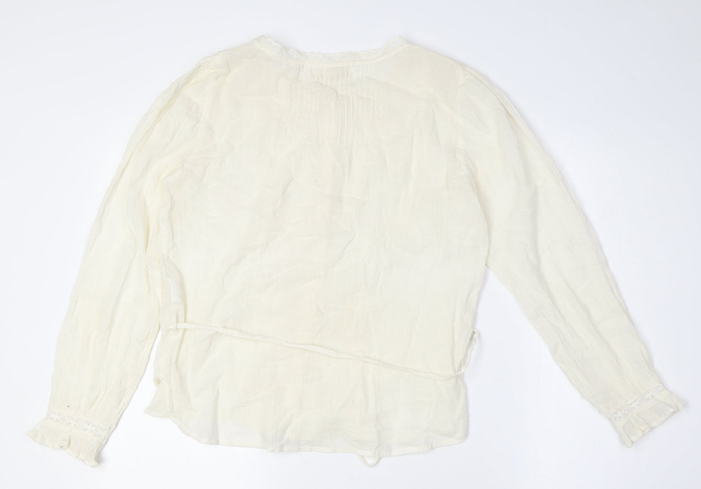 Urban Outfitters Womens Ivory Polyester Basic Blouse Size XS Round Neck - Belted