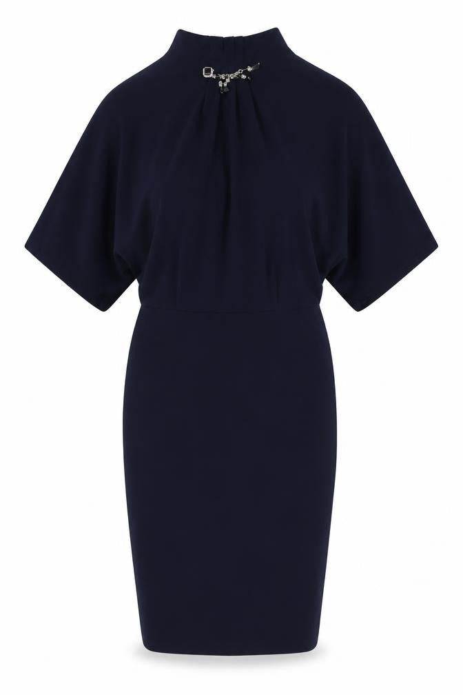 Norm Womens Blue Viscose A-Line Size 10 Mock Neck Zip