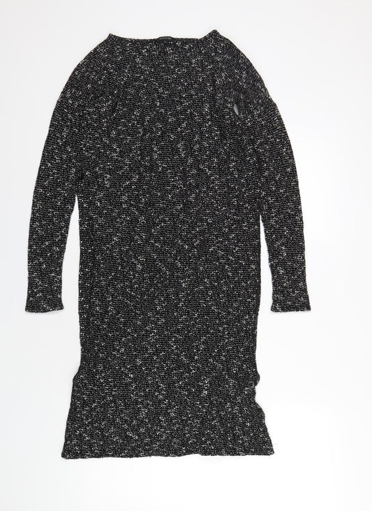 River Island Womens Black Acrylic Basic T-Shirt Size 10 Round Neck - Side Slits