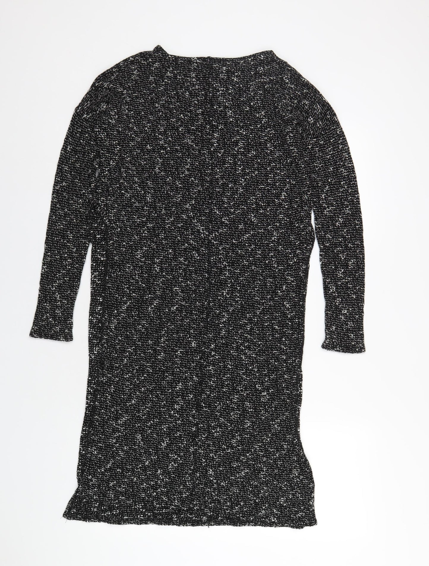 River Island Womens Black Acrylic Basic T-Shirt Size 10 Round Neck - Side Slits