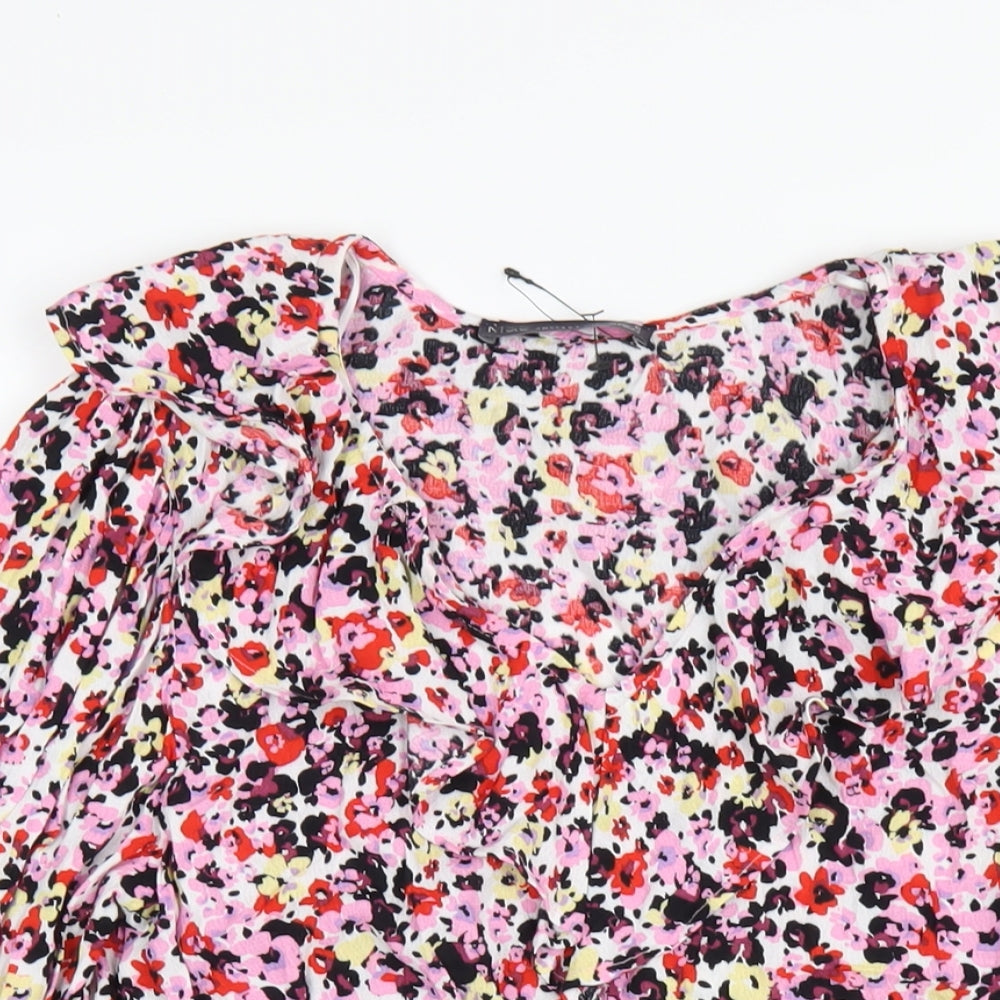 Marks and Spencer Womens Multicoloured Floral Viscose Basic Blouse Size 6 V-Neck