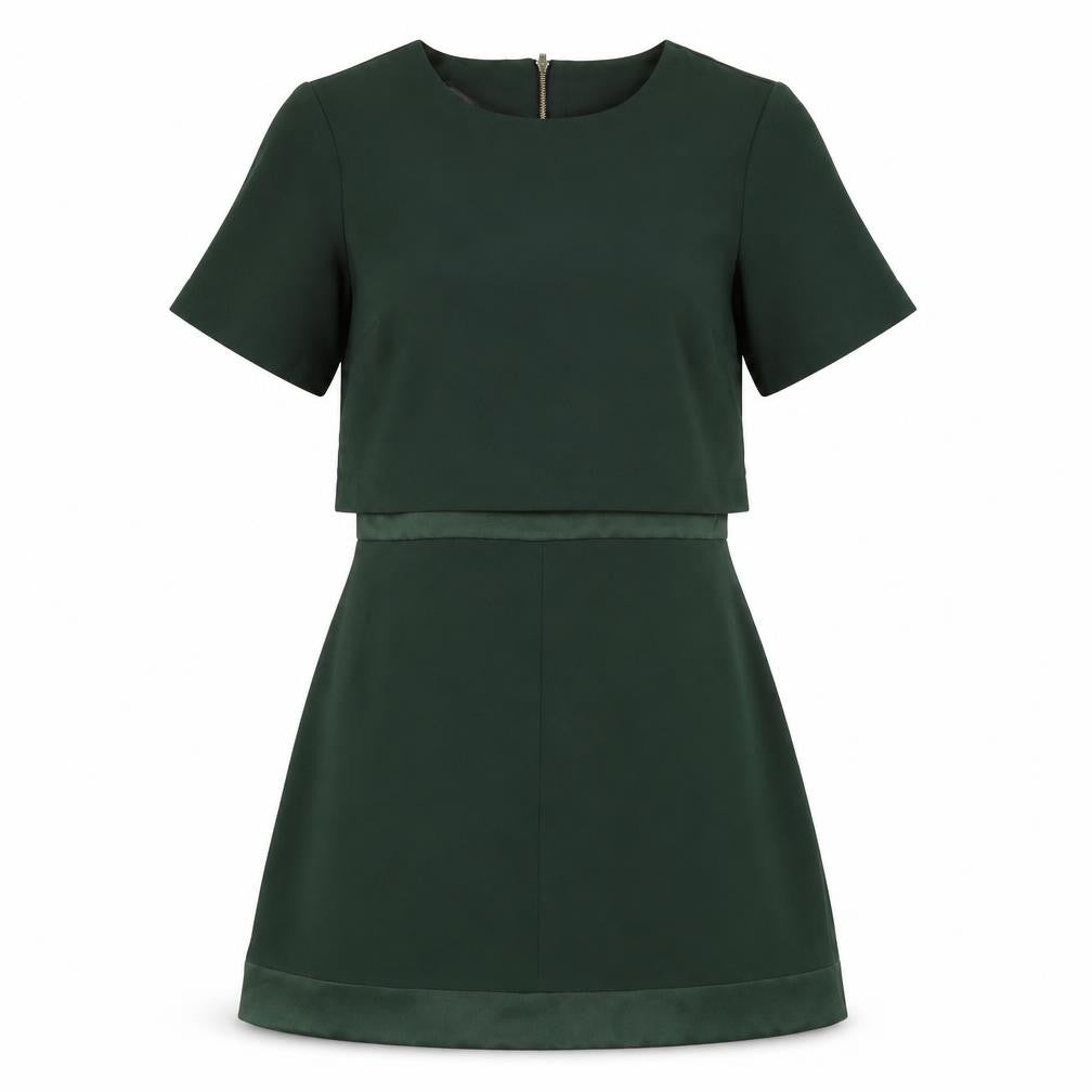 Topshop Womens Green Polyester A-Line Size 8 Round Neck Zip