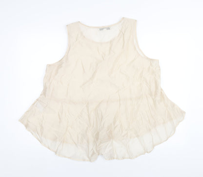 Next Womens Ivory Lyocell Basic Tank Size L Round Neck